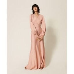 Twinset Robe longue en satin avec strass