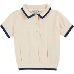 Emile et Ida Polo Pointelle Contrasté Coton Bio Crème 3 ans