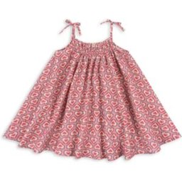 Konges Sløjd Robe Vivian Cœurs Seersucker Coton Bio Rose 6 ans