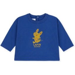 Petit Bateau T-shirt Lapin Coton Bio Bleu roi 6 mois