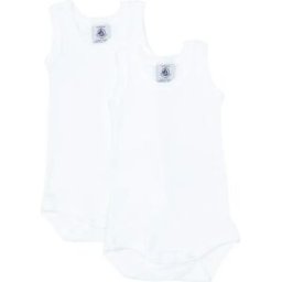 Petit Bateau Lot 2 Bodies Sans Manches Coton Bio Blanc 3 mois