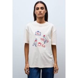 MONOPRIX T-shirt manches courtes avec broderie et imprimé en coton BIO GOTS L