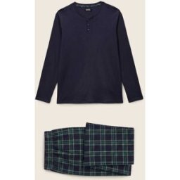 MONOPRIX Pyjama manches longues en jersey et pantalon en flanelle en coton BIO GOTS. M