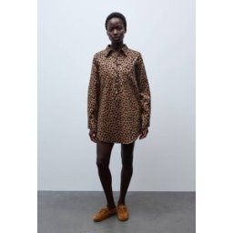 MONOPRIX Robe courte manches longues imprimée en coton BIO GOTS M