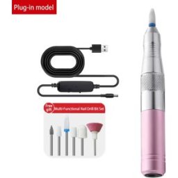 INF Ponceuse à ongles électrique USB pour manucure avec embouts remplaçables et embout en forme de maïs Rose