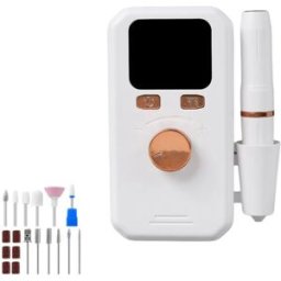 INF Ponceuse à ongles électrique à trois voyants, 45 vitesses, recharge Type-C et retrait du vernis gel Blanc