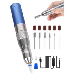INF Ponceuse à ongles électrique USB pour manucure avec embouts remplaçables et embout en forme de maïs Bleu