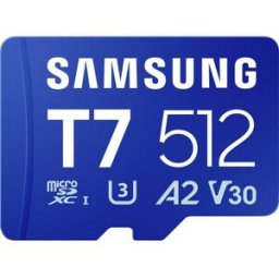 Samsung T7 Carte microSDXC au détail 512 GB UHS-I U3, A2 Application Performance Class, Class 10, v30 Video Speed Class