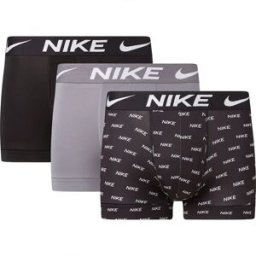 Nike Boxers 0000ke1156 Trunk 3 Unités Nike Logo Print / Cool Grey / Black L Homme