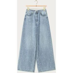 Jean large bleu avec perles fantaisie et strass My Jewellery Bleu 31 femme