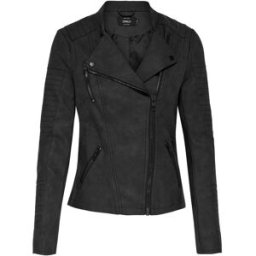 ONLY ONLY Collarless Faux Leather Biker Jacket Noir FR 36 (EU 34)