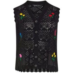 Yours Curve Yours Curve Limited Mini Ditsy Knitted Waistcoat Noir FR 52-54 (EU 50-52)