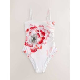 B by Ted Baker Maillot de bain bandeau blanc fleuri et perles B by Ted Baker pâle FR 54 (EU 52)