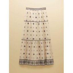 joules Joules Tiered Embroidered Maxi Skirt crème FR 42 (EU 40)