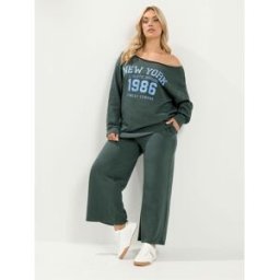 Yours Curve Yours Curve Slouch Sweatshirt & Jogger Set Gris FR 44 (EU 42)