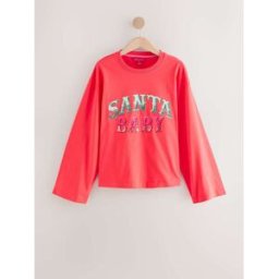 next Haut de Noël à manches longues et col rond motif Père Noël pour bébé Rose L (FR 46-48)