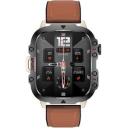 YONIS Montre Connectée Écran Couleur 1.96 Pouces Bracelet Cuir Appels Bluetooth