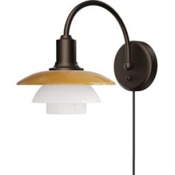 Louis Poulsen - Applique avec prise PH - Orange - Laiton bruni - Designer Poul Henningsen