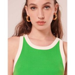 Tara Jarmon - T-Shirt en Coton Biologique côtelé vert 3