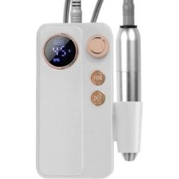 INF Ponceuse électrique pour ongles rechargeable avec écran LCD, 45 vitesses et 12 embouts de ponçage Blanc