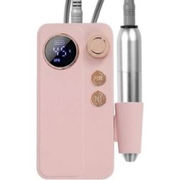 INF Ponceuse électrique pour ongles rechargeable avec écran LCD, 45 vitesses et 12 embouts de ponçage Rose