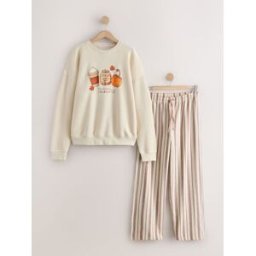 Next Sweat-shirt et pyjama en flanelle crème FR 42 (EU 40)
