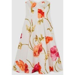 Reiss Reiss Penelope Cotton Floral Bustier Midi Dress with Stretch crème FR 44 (EU 42)
