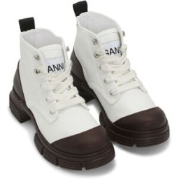 Ganni - Boots à Lacets en Matières Recyclées écru 37