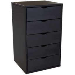 ABC MEUBLES Caisson à tiroirs 5 en bois massif - Noir