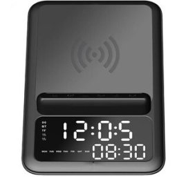 YONIS Enceinte Bluetooth Multifonction 10w Avec Chargeur Sans Fil Et Réveil Led