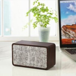 YONIS Enceinte Bluetooth Double Haut-parleur En Bois Noyer Avec Batterie Longue Durée