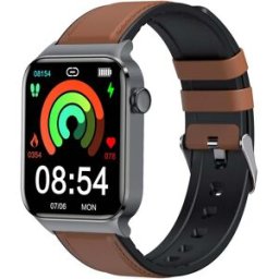 YONIS Montre Connectée Cuir Marron Ip67 Écran Hd Tactile Assistant Vocal Surveillance Santé