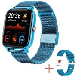YONIS Montre Intelligente Bleue Suivi Santé Appels Bt Écran 1.69' Multisport