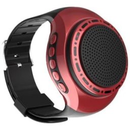YONIS Mini Enceinte Bluetooth Rouge Design Montre Avec Effets Lumineux Et Selfie