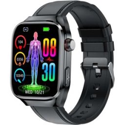 YONIS Montre Connectée Écran Amoled 2.04 Pouces Bracelet Cuir Santé Étanche Ip68