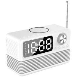 YONIS Enceinte Bluetooth 5.3 Rose Radio Réveil Led Chargeur Sans Fil 15w