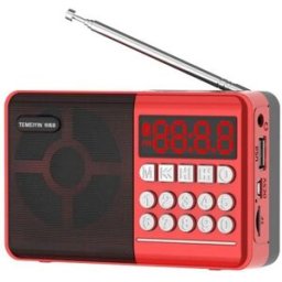 YONIS Enceinte Bluetooth Rouge Portable Led Affichage Numérique Radio Fm Lecteur Carte