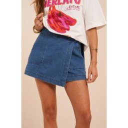 Jupe-short portefeuille en jean bleu My Jewellery Bleu femme
