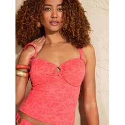 loveroses Love & Roses Textured Ring Detail Tankini Top Rose FR 44 (EU 42)