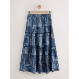 next Jupe longue à volants en coton bleu FR 44 Short (EU 42 S)