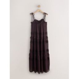next Robe longue en résille à bretelles nouées Brun FR 54 (EU 52)
