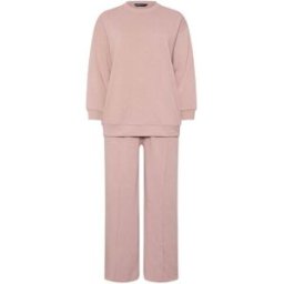 yourscurve Yours Curve Crew Neck Sweat Top & Joggers Set Rose FR 44 (EU 42)