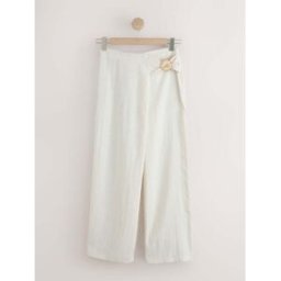 next Des Pantalons Ample croisé en lin crème FR 44 Long (EU 42 L)