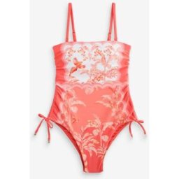 tedbaker Maillot de bain bandeau rose corail B by Ted Baker avec fronces ajustables et effet ventre plat Rose FR 42 (EU 40)