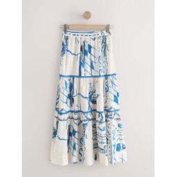 next Jupe longue à volants en coton bleu FR 44 Short (EU 42 S)