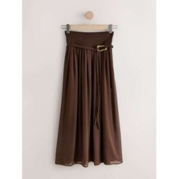 next Jupe longue en mousseline Ceinturé Maxi Brun FR 42 Regular (EU 40 R)