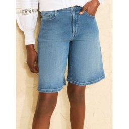 loveroses Love & Roses Plait Waistband Denim Bermuda Shorts bleu FR 40 Petite (EU 38 P)