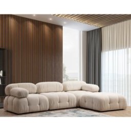 Atelier del Sofa - Canapé modulable avec pouf Bubble écru - (288x190)x95x75 cm OS