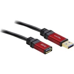 Delock Câble USB USB 3.2 Gen1 USB-A mâle, USB-A femelle 1.00 m rouge, noir contacts dorés 82752