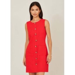 Yumi Yumi Cotton Button Detail Shift Mini Dress rouge FR 38 (EU 36)